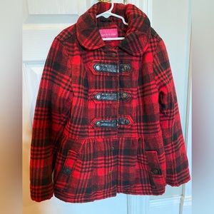 Red plaid girls coat